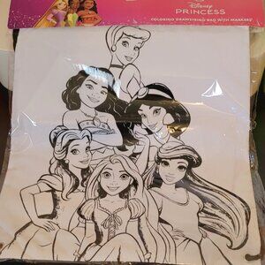 NWT Color Your Own Disney Princess Drawstring Backpack